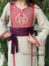 Little Girls Elegant Stylish Beige Thob With Satin Belt