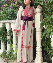 Little Girls Elegant Stylish Beige Thob With Satin Belt