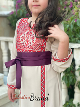 Little Girls Elegant Stylish Beige Thob With Satin Belt