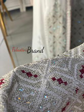 White and Golden(Mqassab) Palestinian Embroidered Kaftan Dress