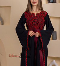 Elegant Stylish Black Thob With Satin Belt