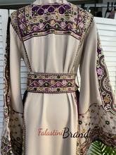 Royal Beige Malak Thob with Purple and Green Details