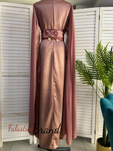 Classy Pink Embroidered Dress with Shoulder Drapes