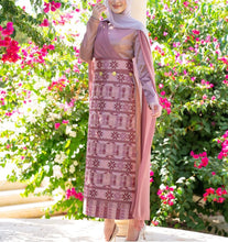 Classy Pink Embroidered Dress with Shoulder Drapes