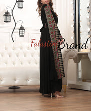 Elegant Black and Golden Shoulder Details Embroidered Dress