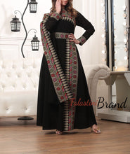 Elegant Black and Golden Shoulder Details Embroidered Dress